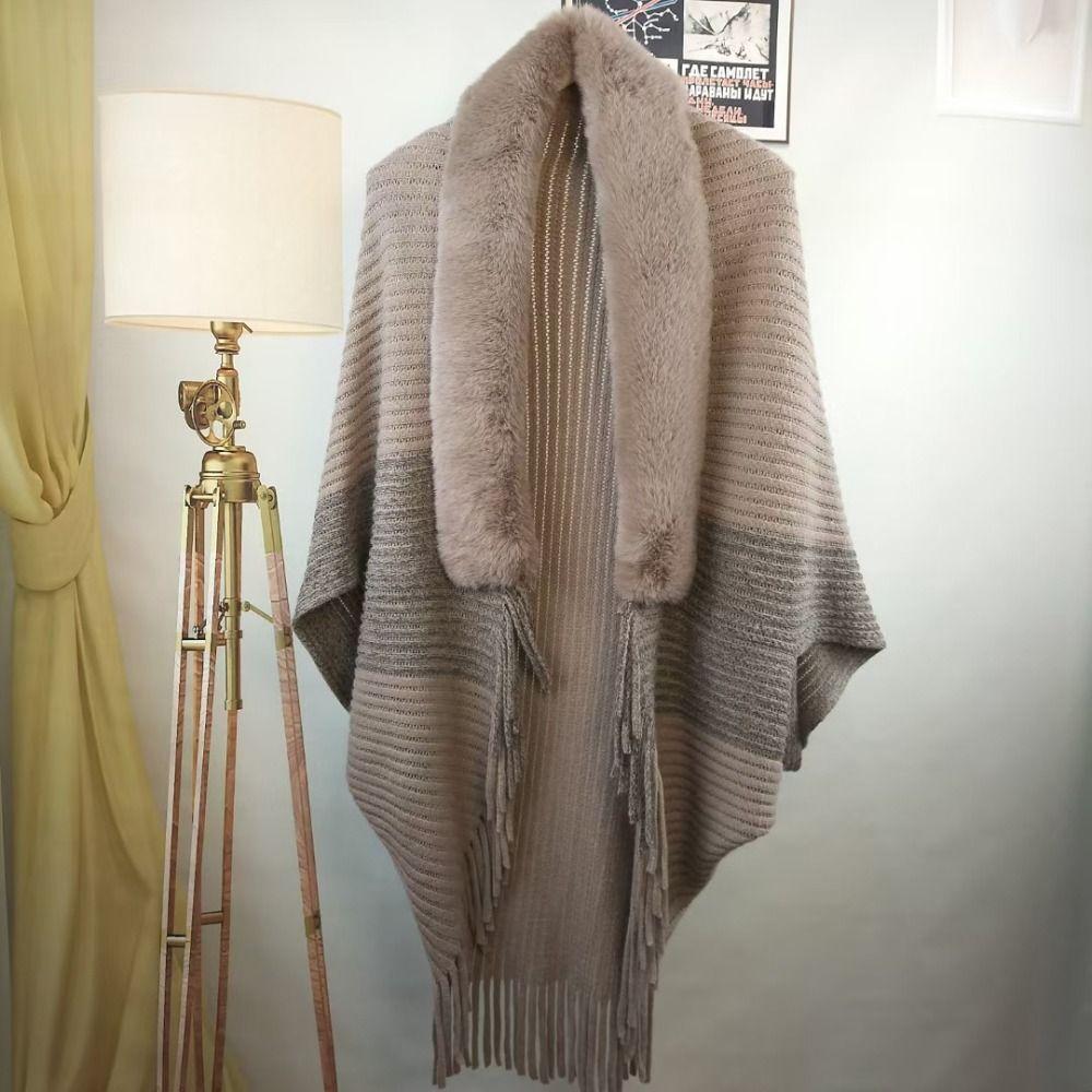 Wedding Cloak Evening Dresses Faux Fur Collar Knitting Shawl Winter Warm Plush Wraps