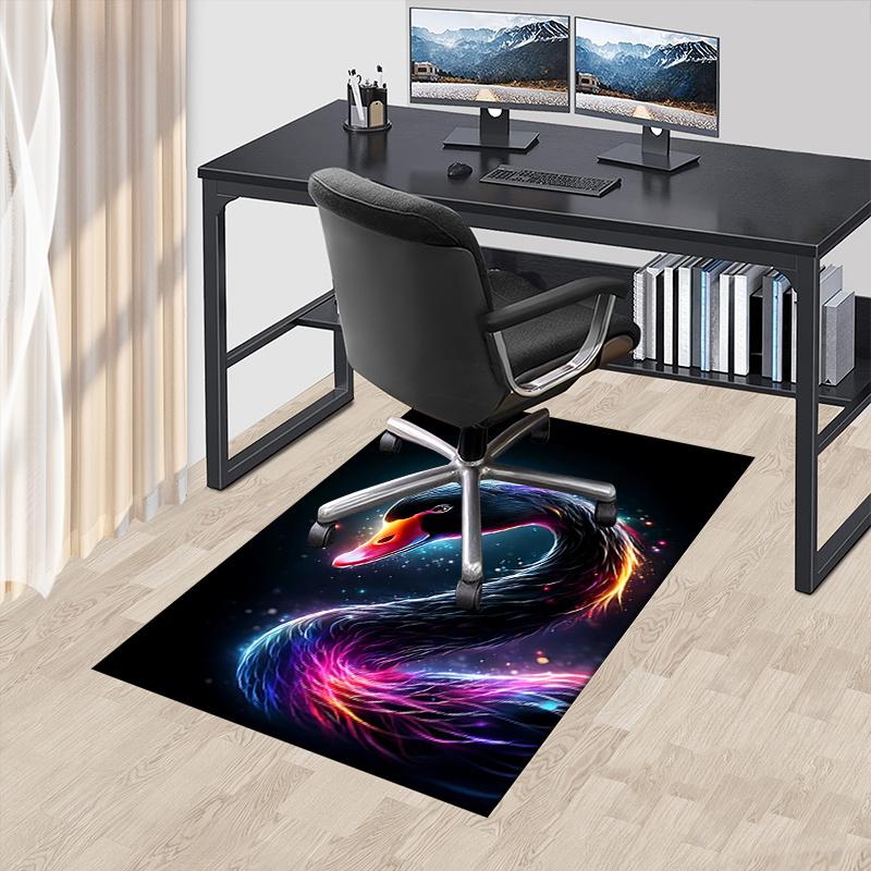 Colorful Swan Chair Mat: Office Carpet, Oversized Rug for Home Decor, Sofa Mat, Desk Pad Gift Suitable for Bedroom, Living Room, Any Room
