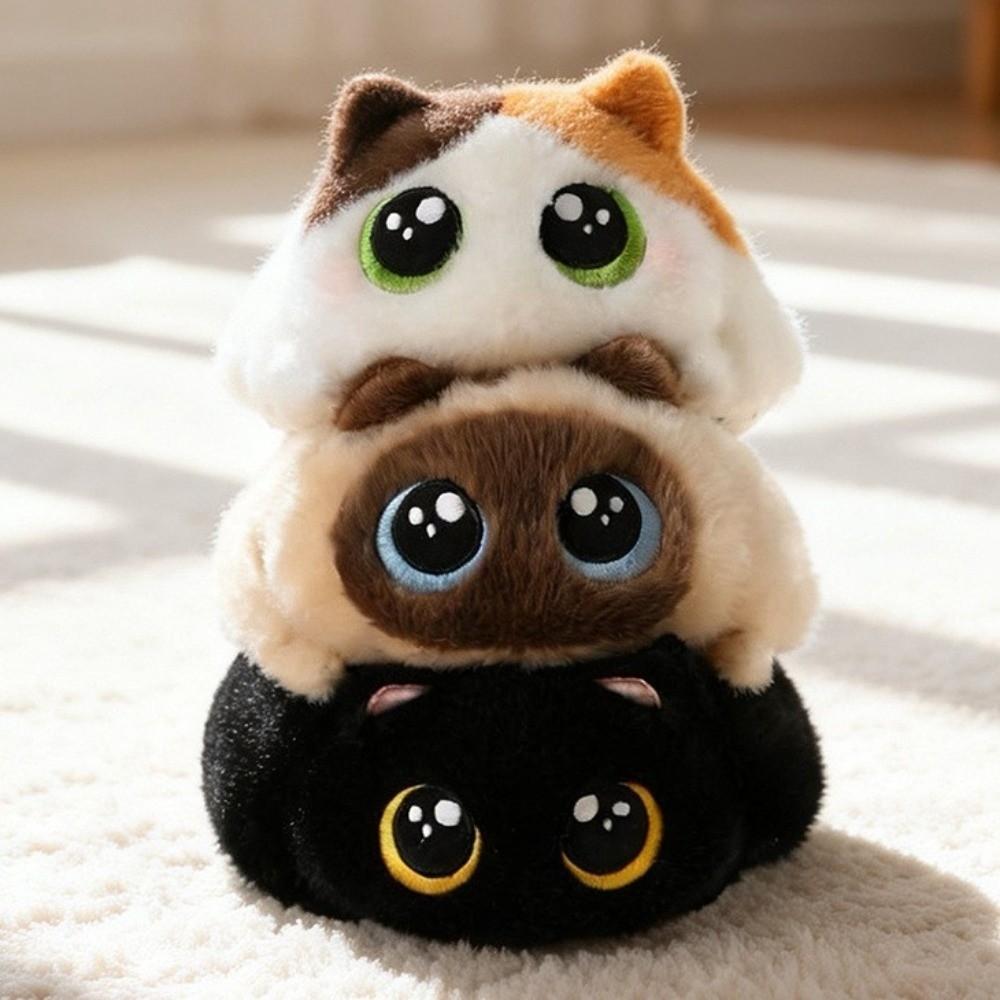 Round Black Cat Plush Toys Cartoon Cat Stuffed Animal New Cat Pillow Gifts