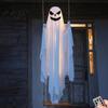 Spooky Yard Decor for Halloween Party Light Up Hanging Ghost Decoration, Large on A Wizard Hat Porch Swing with Witch Front Tree Glowing Demon Face