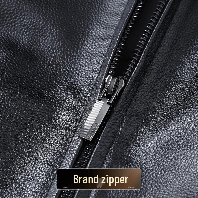 Futing Men's Top-Grain Leather Goose Down Jacket with Mink Fur Collar