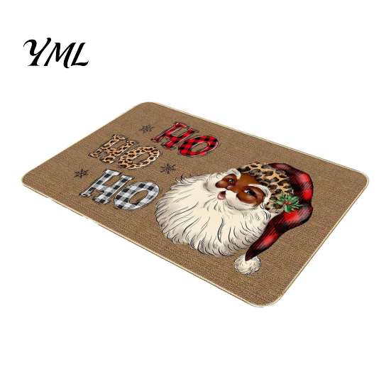 Christmas Bathroom Door Rug Mat, Festive Entrance Rug, 35" x 24" Non-Slip Washable Indoor Floor Mat Welcome Water Absorbent for Kitchen Holiday