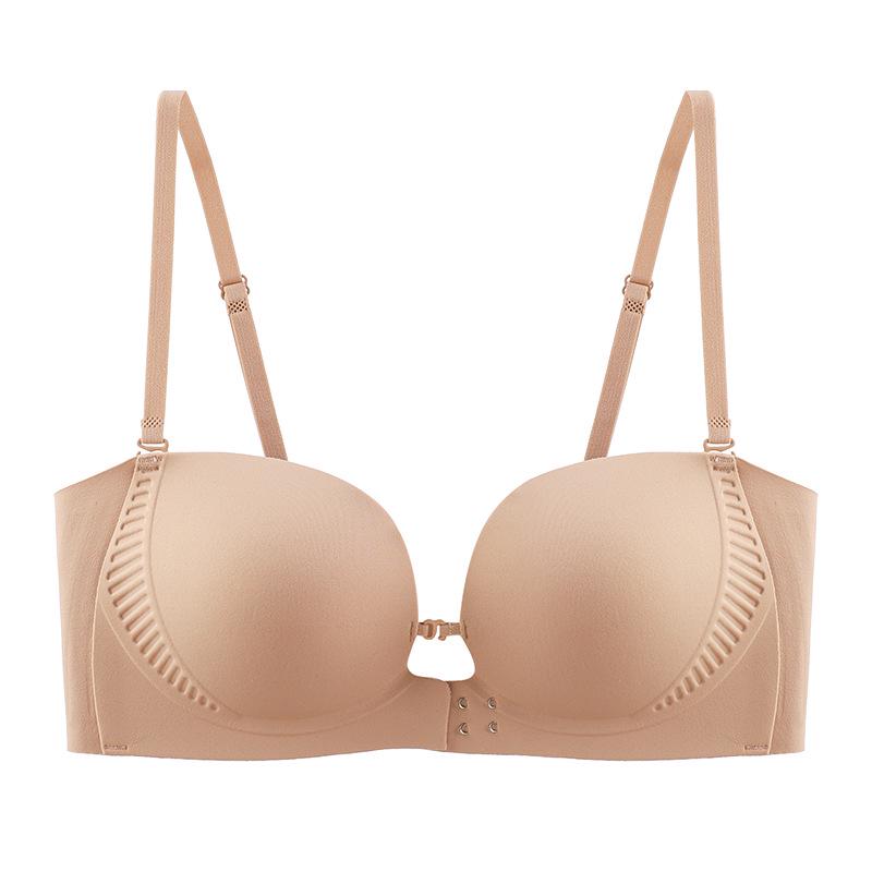 Front Buckle Seamless Strapless Bra - Push Up, Non-Slip, No Underwire, Enhances Small Chest