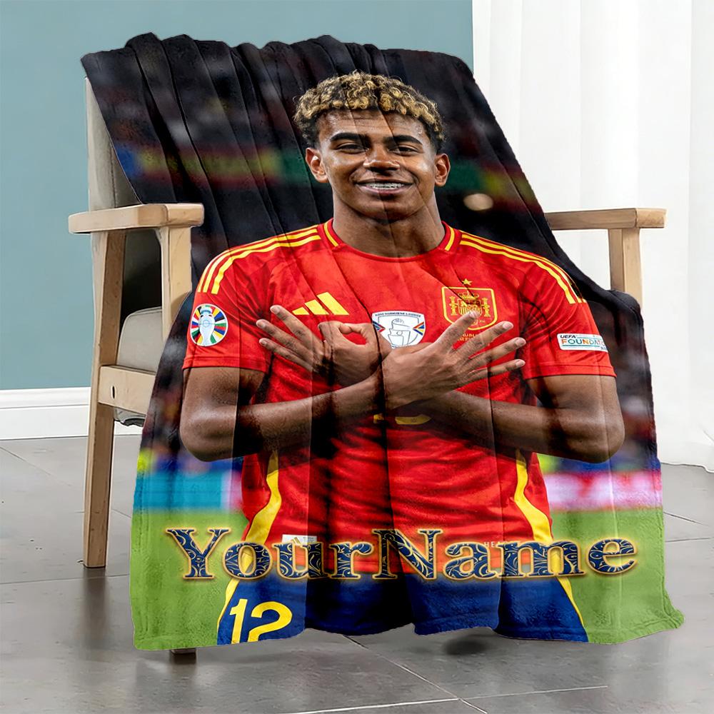 Lamine Yamal 32 Personalized Text Blanket Cozy Customizable Blanket Warmthful Decor Suitable for Chair Bedding Picnics Couch Four Seasons Universal
