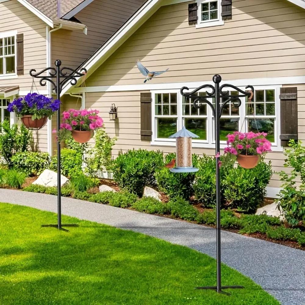 Черные подвесные крюки для корзин, регулируемые крюки для растений, металлические пастушьи крюки, для помещений и улицы