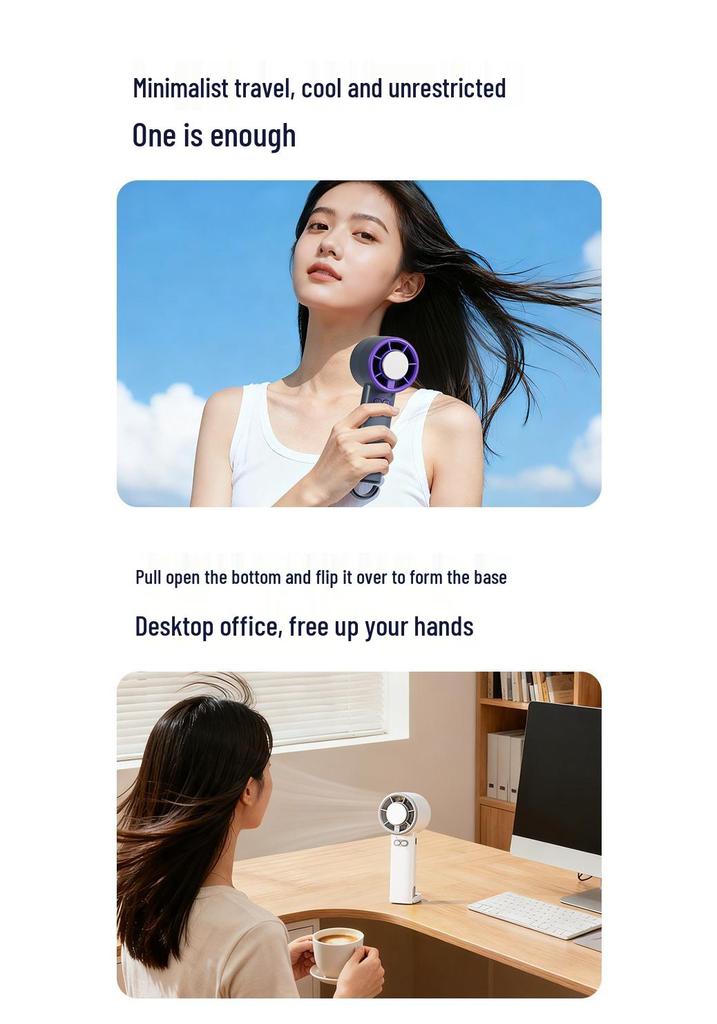 3-in-1 Handheld Cooling Fan: Cold Compress, 5-Speed, Desktop/Hook Use