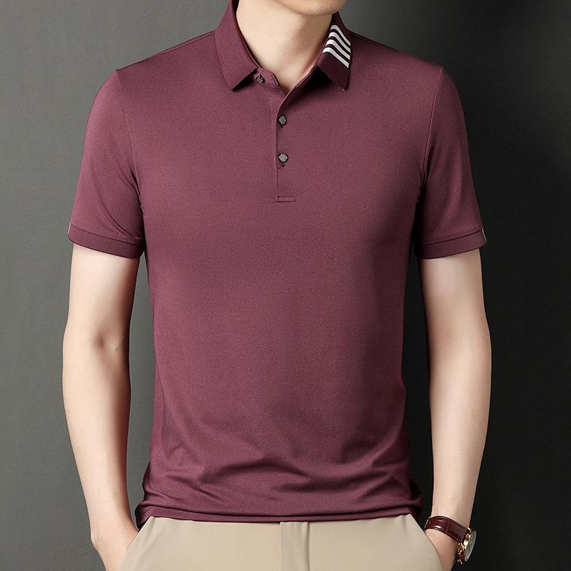 Футболка с коротким рукавом Мужская футболка Летняя новинка Деловая тонкая рубашка поло с коротким рукавом Мужская футболка