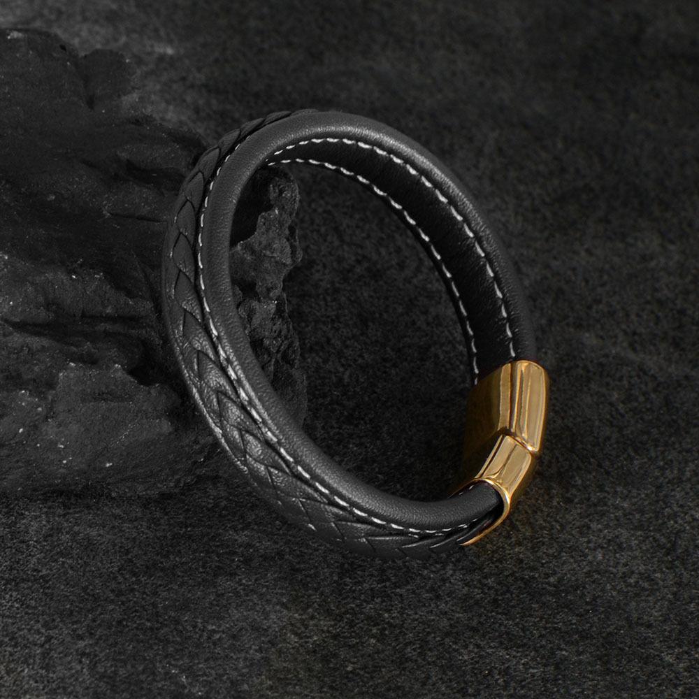 Braided Bracelet, Stainless Steel Bracelet, Vacuum Plated Leather Rope Bracelet