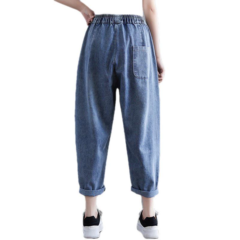 Женские джинсовые укороченные брюки-гарем в стиле пэчворк