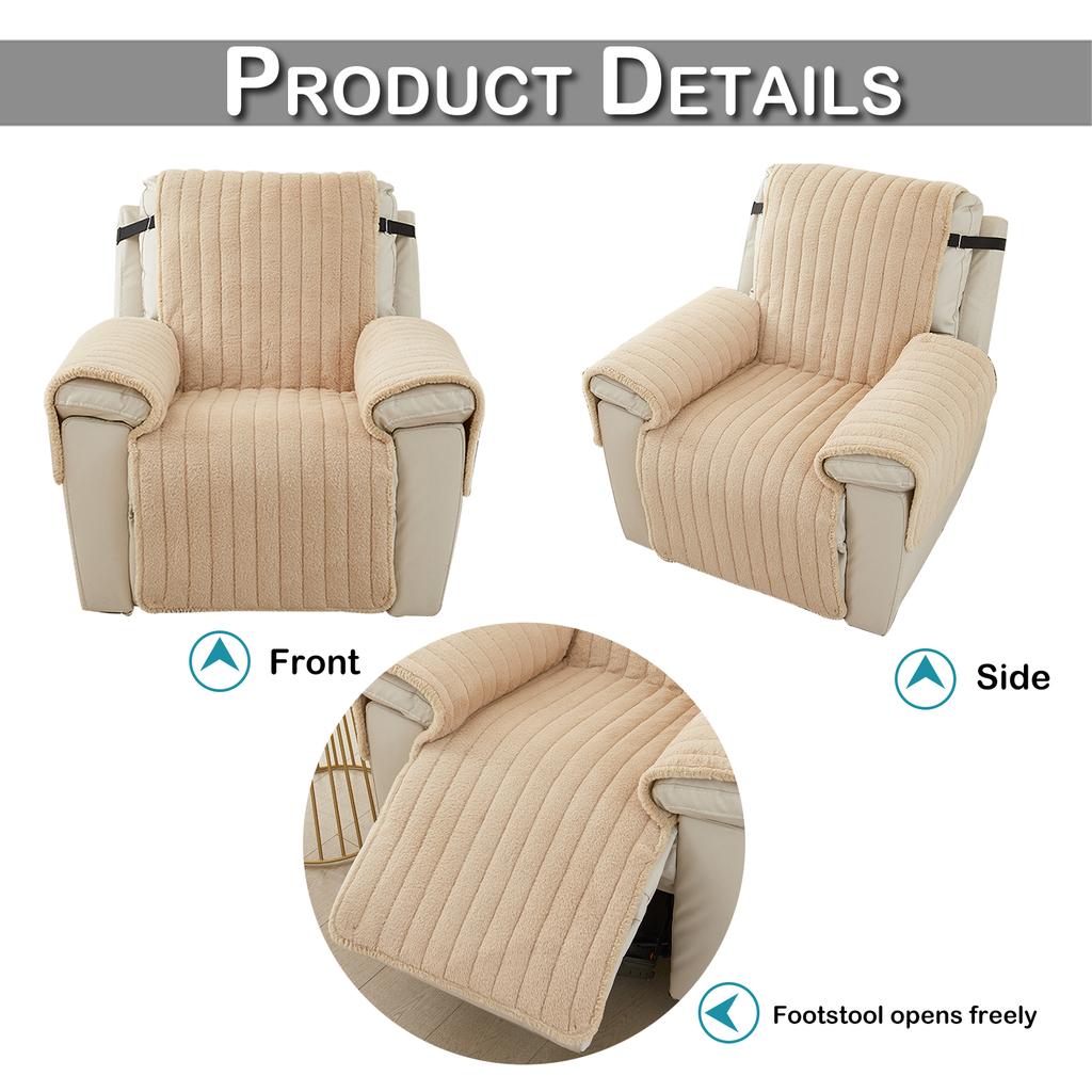 Shaggy Plush Fur Recliner Sofa Cover Lazy Boy Armchair Covers Anti Slip Soft Warm Quilted Sofa Slipcover for Living Room Decor