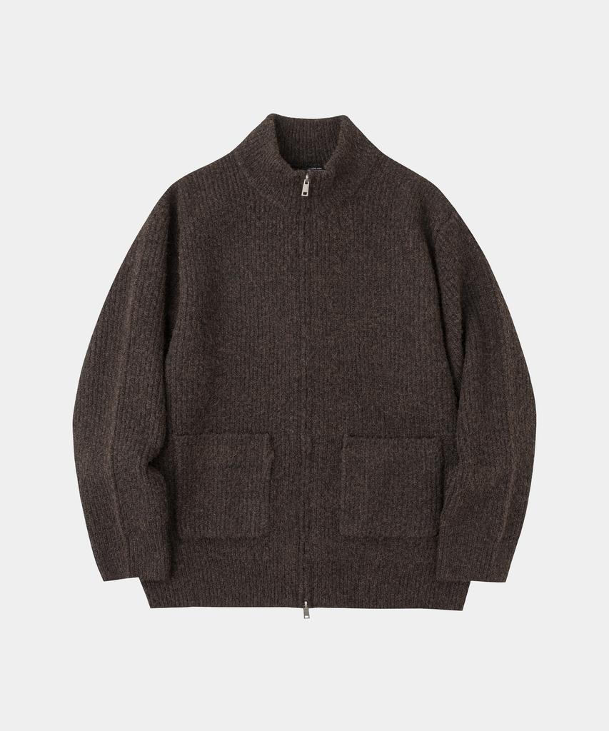 LETTERCOMO High-Neck Kato Wool Knit Zip-Up Brown 3 Colors