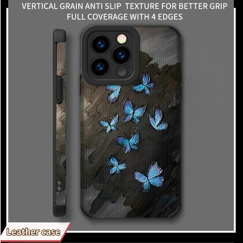 Мягкий силиконовый чехол для телефона с вертикальным зернистым рисунком и принтом бабочки, задняя крышка с объективом камеры, полная защита для iPhone