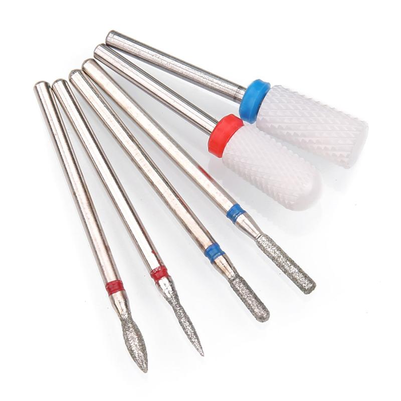 6 шт. алмазные фрезы для ногтей, набор сверл для маникюра, аксессуары для педикюра, электрическая машина, кисточка для ногтей, инструменты для заусенцев