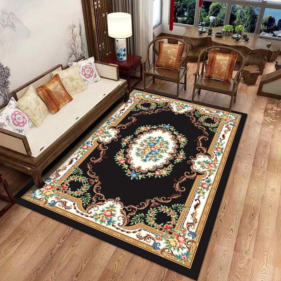 Retro Europe Persia Style Flowers Carpet Living Room Sofa Bedroom Study Bathroom Kitchen Entrance Door Mat Non-slip Decor Rug