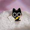 Cute Cartoon Black Cat Enamel Brooch With Pen Design For Stylish Accessory Lovers
