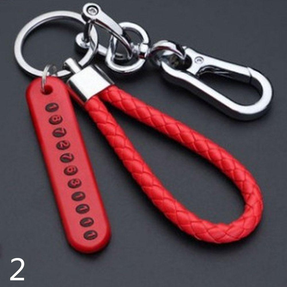 Fashion Weave Bag Pendant Auto Key Chain Leather Phone Number Plate Keyring Anti-lost Car Keychain