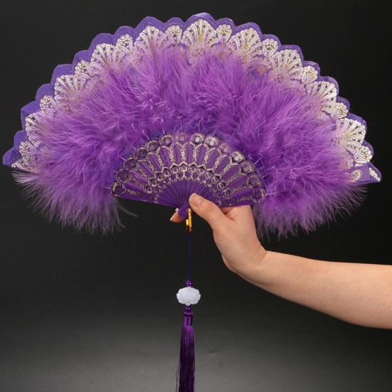 Классический складной веер Уникальная ручка Удобный экологически чистый складной ручной веер Ручной танцевальный подиум Веер с перьями Декор Веер из перьев
