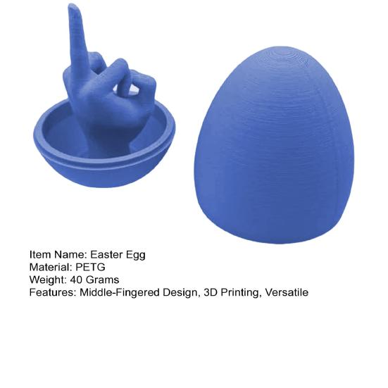 Middle Finger Easter Egg Funny Prank Toy 3D Printed Hilarious Surprise Ornament Rude Joke Egg Gag Gift for Office Party Birthday