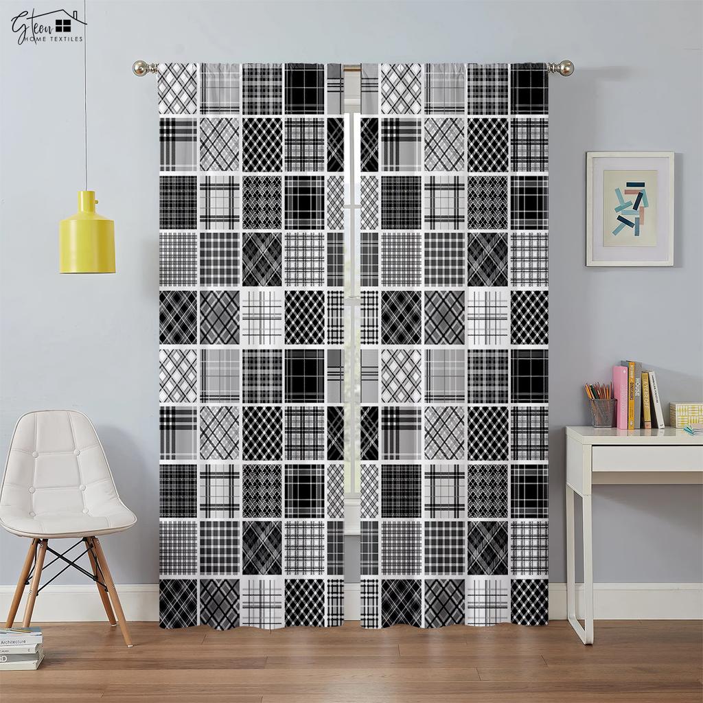2 шт. в упаковке, цветные шторы в клетку в стиле бохо, подходят для спальни, гостиной, кабинета, декоративные шторы