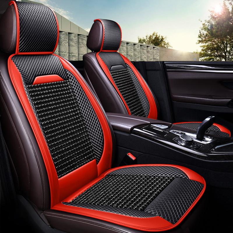 Роскошная подушка на сиденье автомобиля из ПУ кожи и деревянных бусин – Дышащая, прочная и легко чистится – Подходит для большинства автомобилей, грузовиков и внедорожников