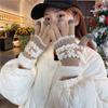 Wool Full Finger Gloves Thickened Winter Mittens Cute Christmas Knitted Gloves Cycling