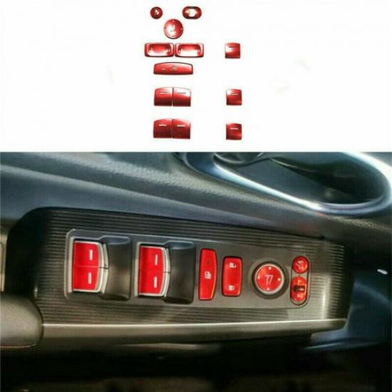 Aluminum 13X Red Window Lift Switch Panel Sticker Trim For Honda Civic 2022 11th