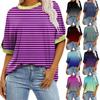 Полосатый градуированный принт с круглым вырезом и коротким рукавом для женщин, летняя повседневная свободная модная футболка-пуловер для работы, отдыха, дышащий легкий топ Compy