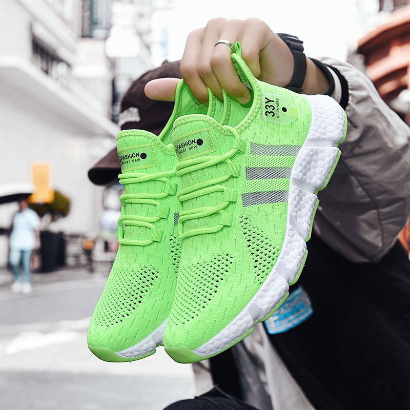 Иностранные сверхлегкие кроссовки большого размера, модная мужская обувь, летающая тканая дышащая сетка, повседневная обувь, пара попкорновых спортивных кроссовок для мужчин