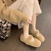 Fashion Women's Plush Flat Shoes Winter Warm Outdoor Snow Boots Fashion Round Toe Design Cotton Shoes Mary Jane Shoes Large Size 41-43