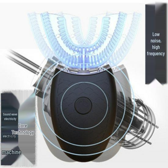 Взрослая U-образная электрическая звуковая зубная щетка с таймером и мягкой силиконовой щетиной