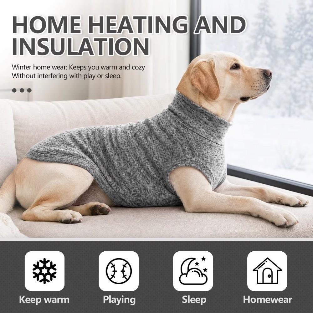Stretchy Pet Dog Warm Vest High Neck Pet Home Apparel Wear-Resistant Dog Pajamas Home Sleeping