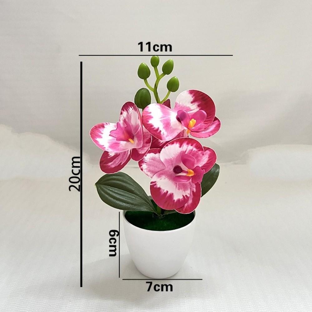 Multi-Bloom Simulated Butterfly Orchid White Flower Pot Plastic Fake Flower Home Decor