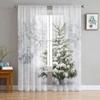 Christmas Snow Christmas Tree Window Tulle Curtains For Living Room Kitchen Christmas Home Decor Sheer Voile Curtains