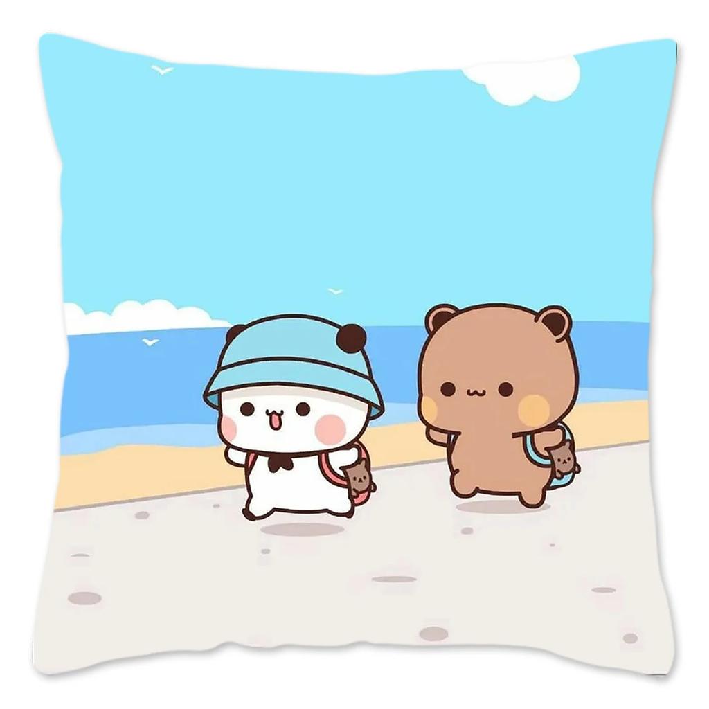 Bubu and Dudu Pillow Case Home Decoration Polyester Cushion Cover for Sofa Throw Pillow Cover Funny Cute Panda Bears Printing
