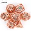 7 Pcs Red Green Gear Wheel Metal Dice Hollow Metal Polyhedral Dice Set Suitable for Role-Playing RPG  Board Game Card Game