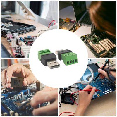 Беспаечные USB-разъемы USB2.0 Папа к клеммной колодке Адаптер-преобразователь для DIY-проектов Запасная часть для ремонта кабеля передачи данных