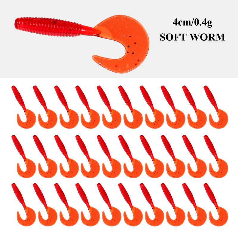 Рыболовный набор с мягкой приманкой и спиральным хвостом 4 см, грузилом и крючками