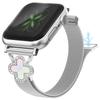 Milanese Band for Apple Watch Series 10 9 8 7 SE 6 5 4 3 2 1 42mm 41mm 40mm 38mm Magnetic Watch Strap Clover Decor,Size: L