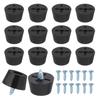 PATIKIL Rubber Furniture Feet Pads, 15x12x8mm, Anti-Vibration, Anti-Slip Bumpers, 3mm Screw-In, Round Black Pads, for Electronics, Furniture, Cutting