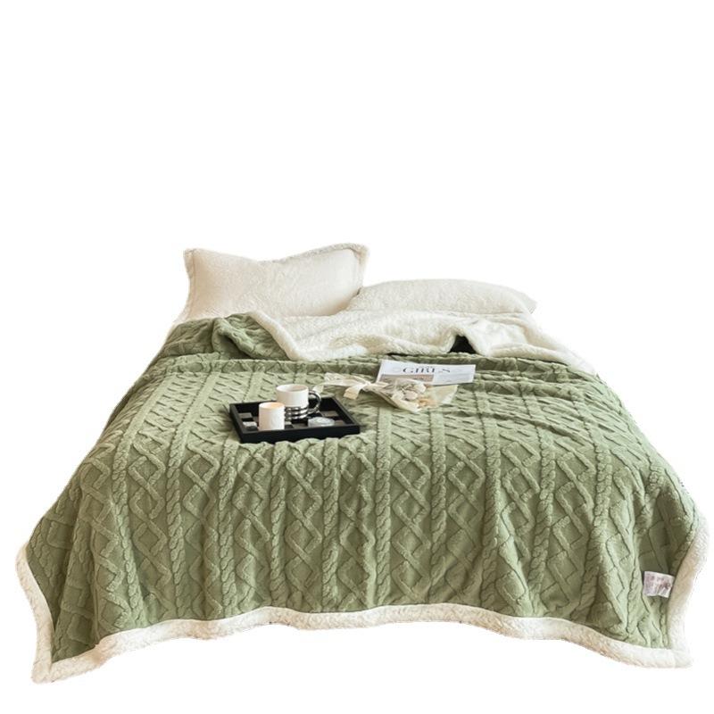 Новое двухслойное бархатное одеяло с башней, утепленное жаккардовое одеяло из овечьей шерсти, однотонное фланелевое одеяло с ворсом