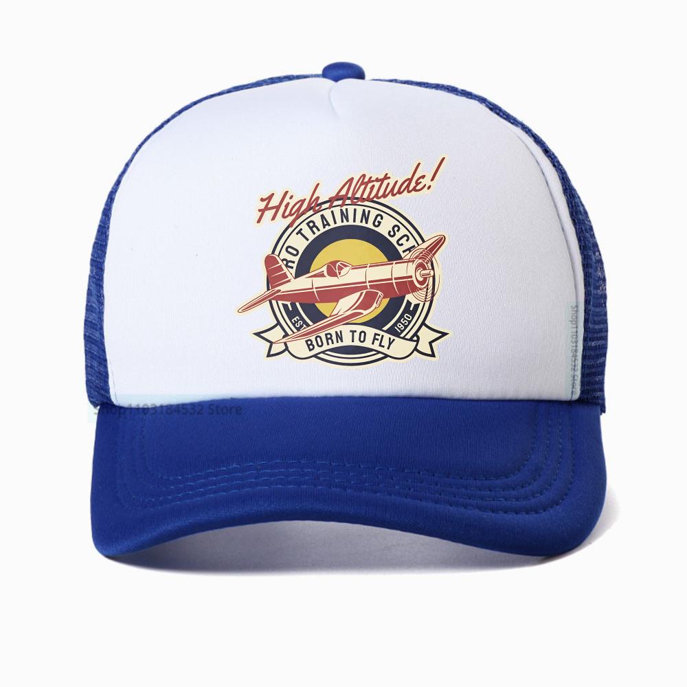 Funny High Altitude BORN TO FLY Vintage Airplane Baseball Cap Unisex Harajuku Summer Fashion Mesh Breathable Trucker Hat