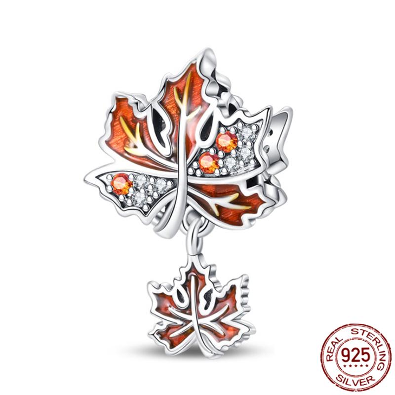 Copper Autumn Brown Music Squirrel Scarecrow Pumpkin Maple Leaves Charm Bead Women'S Bracelets Diy Jewelry Gift