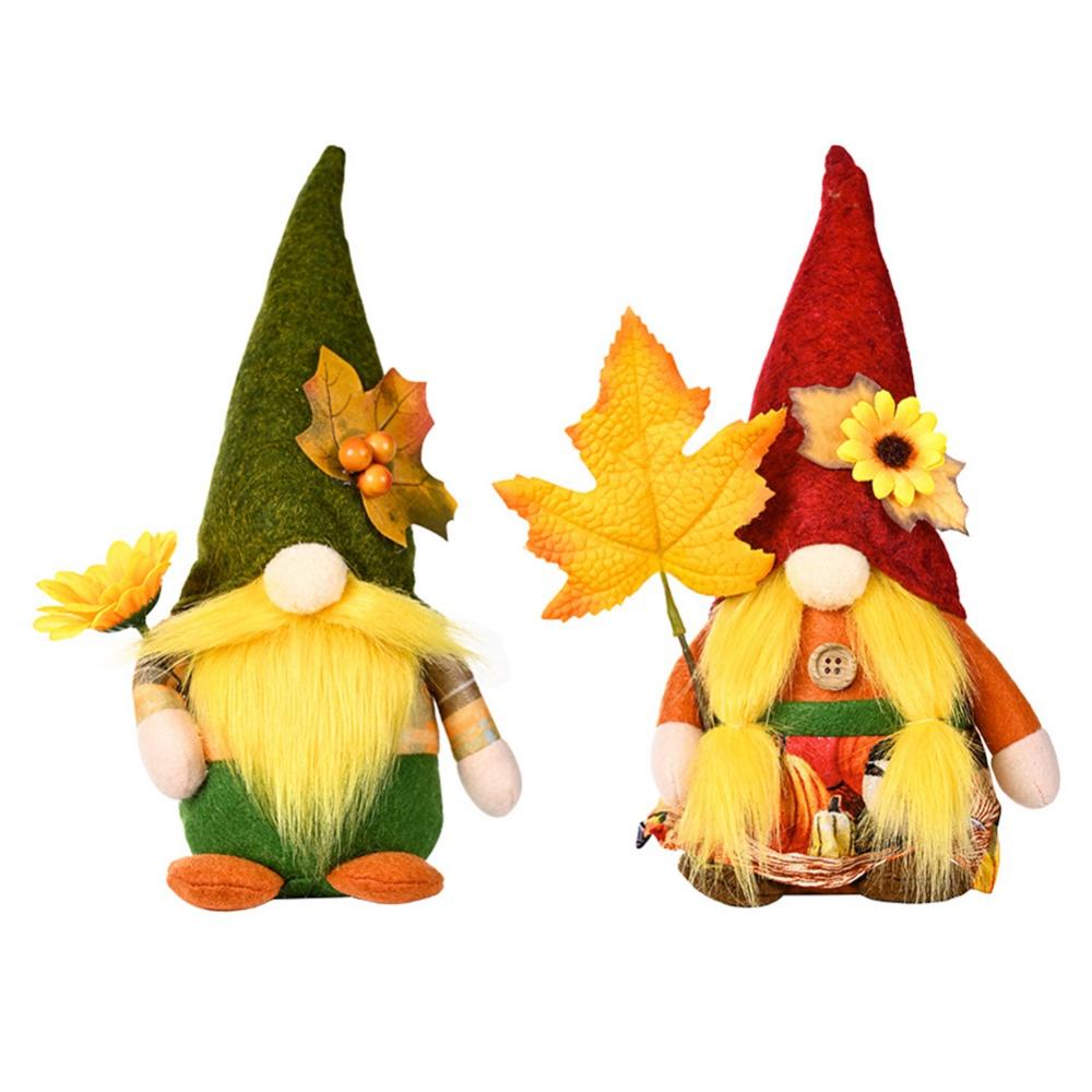 Christmas Gnome Ornaments Maple Leaf Sunflower Faceless Doll Autumn Harvest Season Festival Decor