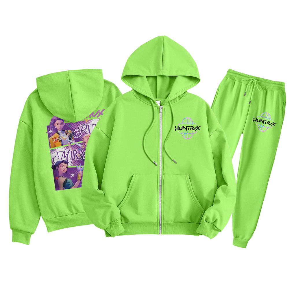 Детская мода Толстовка с капюшоном на молнии с длинными рукавами и спортивные штаны Однотонный комплект толстовки с карманами