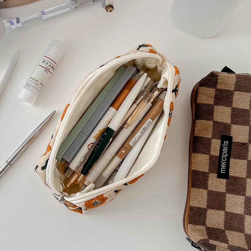 1 шт. вельветовая сумка для карандашей, пенал для ручек, винтажная цветочная сетка, художественный стиль, студенческая сумка, уникальный чехол для хранения канцелярских принадлежностей, школьный