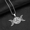 Ожерелье с подвеской в виде двойной луны из титановой стали золотого цвета для мужчин и женщин