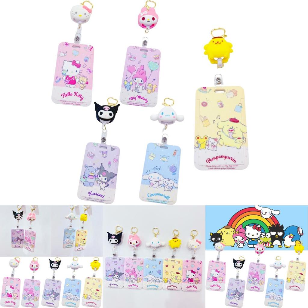 Милый мультяшный держатель студенческого билета Sario, креативный выдвижной чехол для карт доступа для общественного транспорта, крючок для сумки против потери