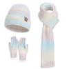 Thickened Cap Gloves Scarf Set Knitted Cycling Beanies Outdoor Women Skullcap