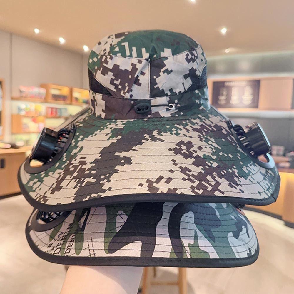 New Solar Fan Hat Breathable USB Charging Sun Hat for Men with 2 Solar Fan Wide Brim Fisherman Hat Outdoor Sun Protection Cap