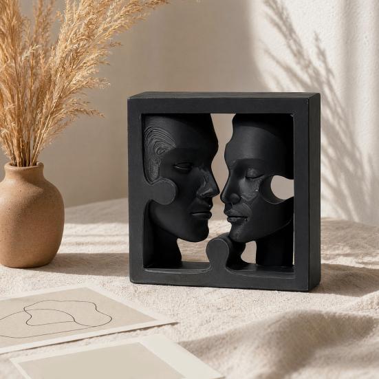 DYS 3D-печатная двусторонняя скульптура, Современный абстрактный боковой орнамент, Художественная матово-черная статуя человека для украшения стола
